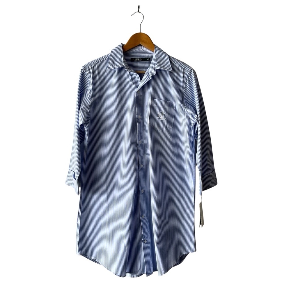 Lauren Ralph Lauren Stripe Button Down Pajama Shirt Small FLAWED NWT